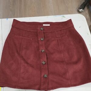 Maurices Maroon Button-Up Mini Skirt